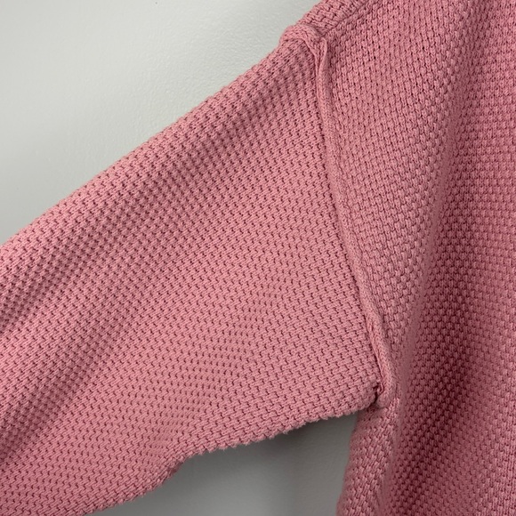 Free People Beach Cotton Knit Cardigan Sweater Pink Oversized Large Tiny Flaw - Picture 7 of 15